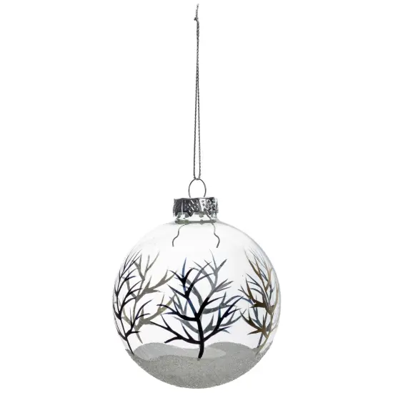 Northlight Winter Forest Christmas Glass Ball Ornaments - 3.25" (80mm) - 4ct Clear {3}