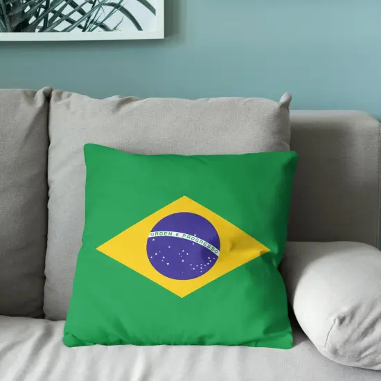 Country Flag 18 Inch Throw Pillow Brazil {3}