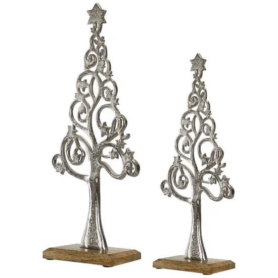 Northlight Starry Trees Metal Christmas Decorations - 18.5" - Silver - Set of 2 {5}