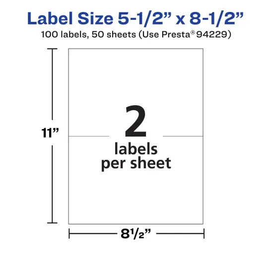 Avery Matte White Removable Rectangle Labels, 5.5" x 8.5" {5}