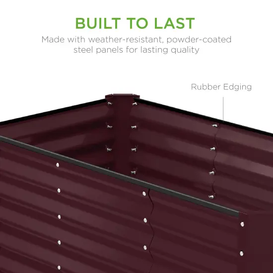 Best Choice Products 4x2x2ft Outdoor Metal Raised Garden Bed, Planter Box for Vegetables, Flowers, Herbs Burgundy {6}