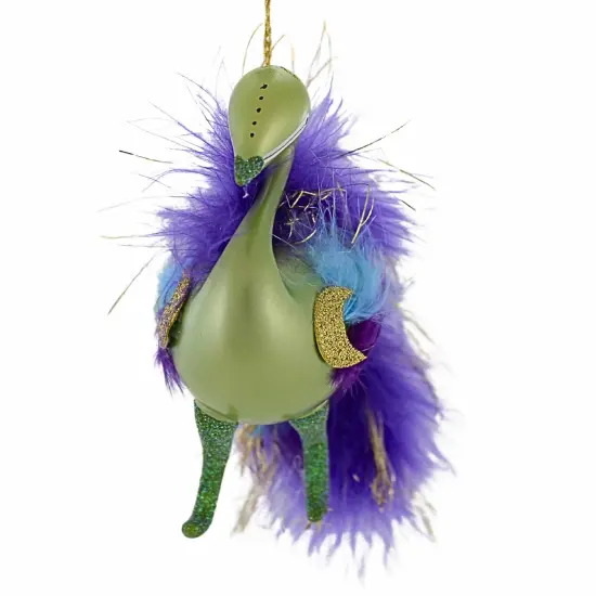 Italian Ornaments 5.0 Inch Winter Plumiera In Green Christmas Tree Ornament , Christmas Decor Feathers Peacock {3}