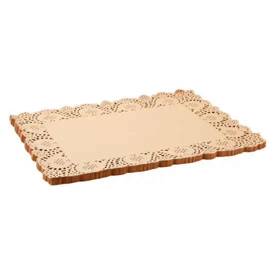 100-Pack Brown Rectangle Disposable Placemats - Fall Lace Paper Doilies for Wedding Table, Thanksgiving, Party (15.5x11.7 In) {6}