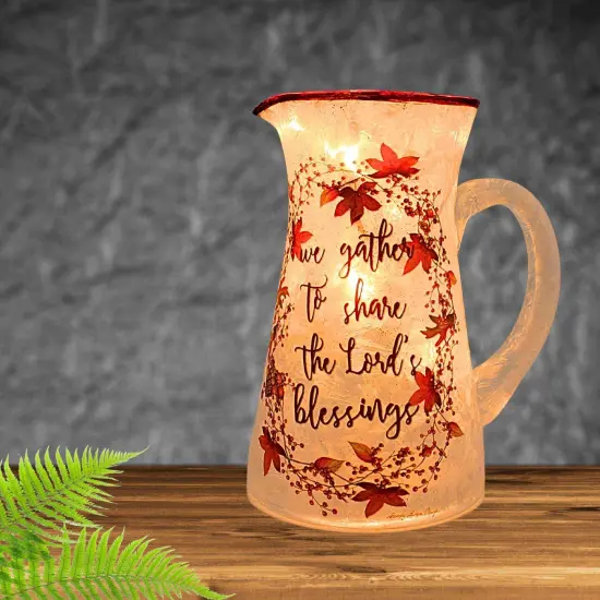 Stony Creek 6.75 In Share The Blessings Lit Pitcher Thanksgiving Lighted Glass Accent , Thanksgiving Decor Pre-Lit Autumn GATHER {4}
