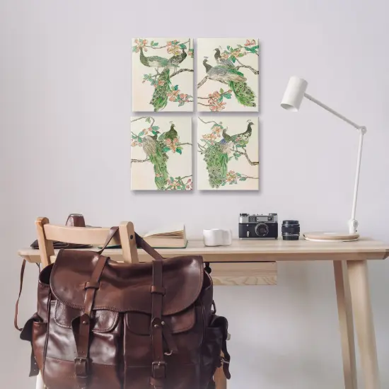Stupell Industries Traditional Peacocks on Branches 4pc Canvas Wall Art Set Design by Melissa Wang  {8}