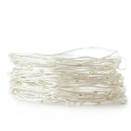 100 LED Silver Copper Fairy Lights Battery Operated Warm white {5}