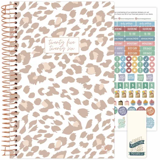 bloom daily planners 2025-26 Academic Planner, Soft Cover, 5.5" x 8.25", Tan Leopard {1}