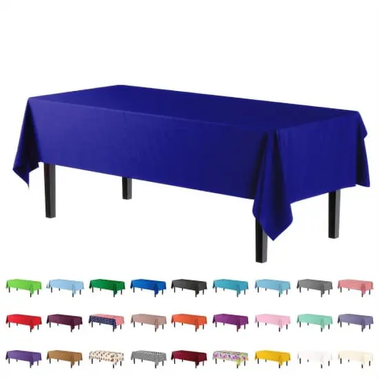 Exquisite 6-Pack Premium Plastic Tablecloth 54in. x 108in. Rectangle Plastic Table Cover Navy {4}
