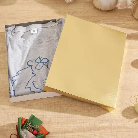 6 Christmas Gift Boxes with Lids 11x8.5x1.5 Inches Gold Shirt Boxes Gift Boxes for Clothes Gift Wrap Boxes (Grain Texture Gold) {2}