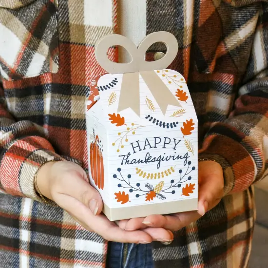 Big Dot of Happiness Happy Thanksgiving - Square Favor Gift Boxes - Fall Harvest Party Bow Boxes - Set of 12 {3}