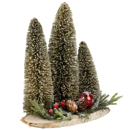Northlight Frosted Bottle Brush Tree Trio Christmas Decoration - 10.25" Green {4}