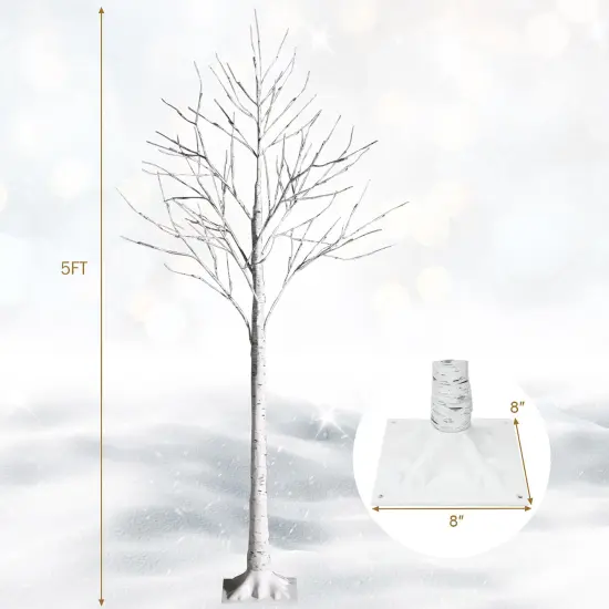 Costway 2ft/ 4ft/ 5ft/ 6ft Pre-lit White Twig Birch Tree for Christmas Holiday w/ LED Lights {4}