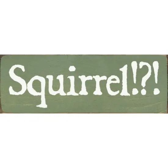 Rustic Knotty Pine Wood Sign - Squirrel!? - Wall Decor Red-White {2}