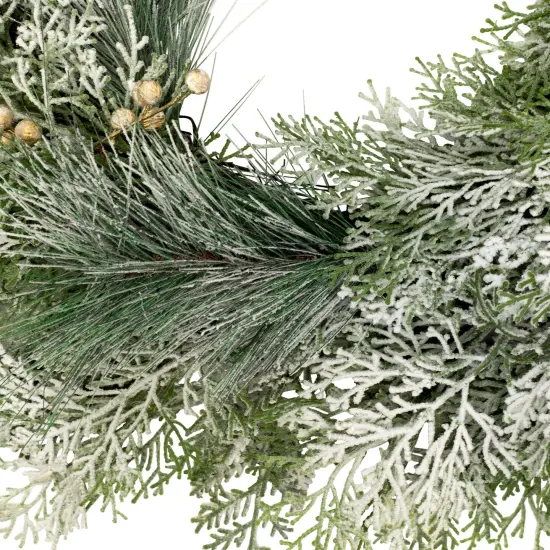 Northlight Real Touch&trade; Cedar and White Pine Artificial Christmas Wreath - 30" - Unlit Green {6}