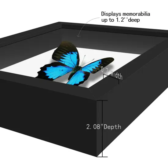 Picrit 5x5 Shadow Box Frame, Display Case Box with High Definition Real Glass and Black Back for Memorabilia, Baby Items, Wedding Memories, Crafts, Tickets and Photos, Black {5}