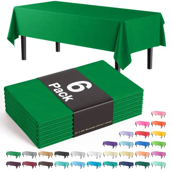 Exquisite 6-Pack Premium Plastic Tablecloth 54in. x 108in. Rectangle Plastic Table Cover Emerald {1}