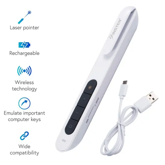 Wireless Presenter Remote Clicker, Laser Light Pointer for PowerPoint Presentation, White {2}