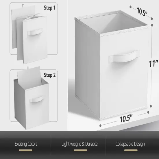 Sorbus Foldable Storage Cube - 11 Inch Closet Organizer and Storage Basket with Handles 1 Pc White {3}