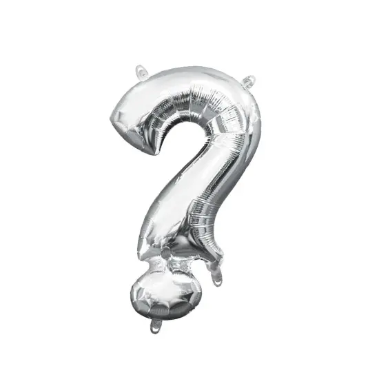 Anagram&reg; 16" Silver Question Mark Balloon Air Fill Only Foil Mylar {1}