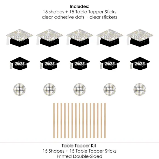 Big Dot of Happiness Disco Grad - 2025 Groovy Graduation Party Centerpiece Sticks - Table Toppers - Set of 15 {7}
