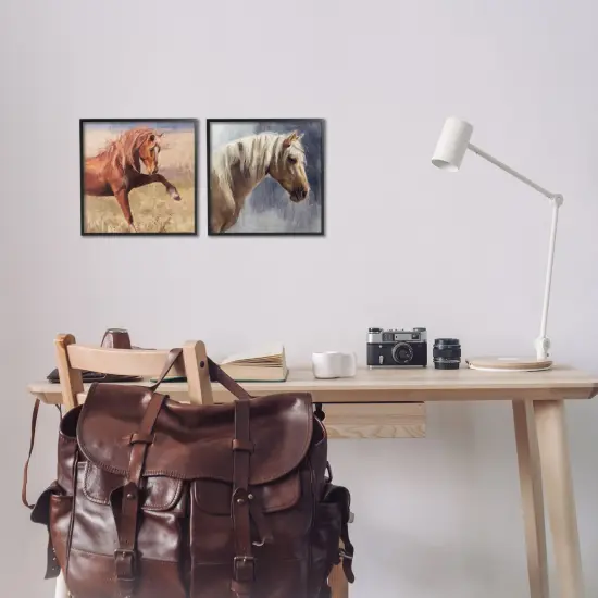 Stupell Industries Rustic Stallions Portraits 2pc Framed Giclee Wall Art Set Design by Nina Blue {2}