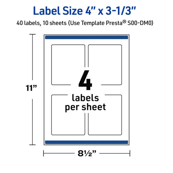 Avery Printable Rectangle Labels, Double Black Border, 4" x 3-1/3", Matte White Rectangle Labels, Permanent, Laser/Inkjet, 40ct, Great for Product Labels {5}