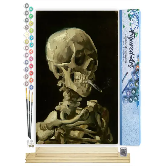 Figured'Art Paint by Numbers Kit for Adults Skull 16"x20" - Craft Art Painting Rolled Canvas with DIY wooden frame {1}