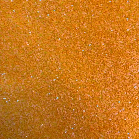 1 Yard Sequins Embroidered Stretch Velvet Rodeo Fabric Sun Kissed Orange {1}