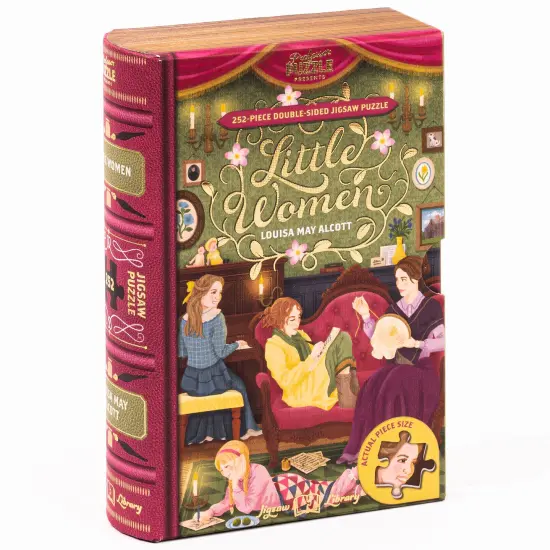 Professor Puzzle: Jigsaw Library - Little Women - 252 Piece Double-Sided Puzzle, Illustrated Book Scene, 19.4x14.5", Collectible Book Shaped Box {1}