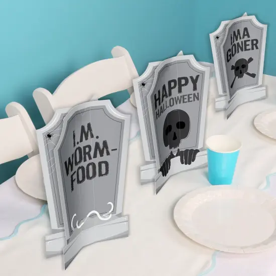 Big Dot of Happiness 3D Graveyard Tombstones Centerpiece Table Decorations, Freestanding Funny Headstones Halloween Decor Centerpieces - 8 Count {6}