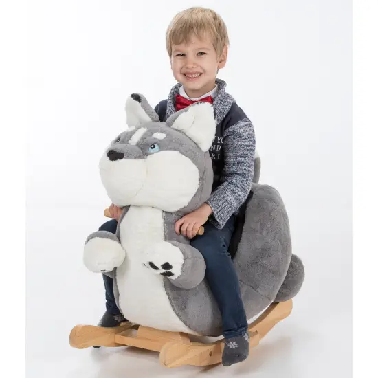 Gerardo's Toys: Little Rockers - Wolf - Wooden Plush Ride-On Rocking Animal Toy, Plays Music, Removable Soft Fabric Cover, Toddler & Kids Ages 24mo+ {6}