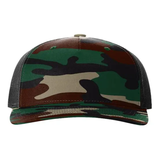 Richardson&reg; Five-Panel Printed Trucker Cap Admiral D Camo/Black {5}