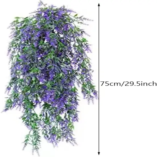 2 pack Fake Hanging Lavender Flowers Artificial Hanging Plants Wall Purple Faux Ferns Room Home Garden Decor Indoor Outdoor Decorations {4}
