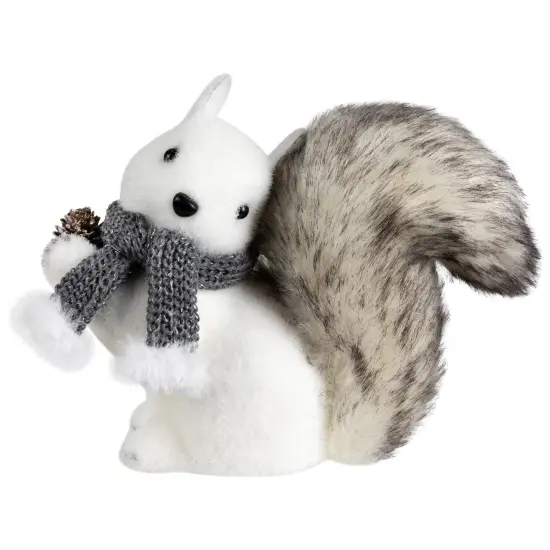 Northlight Sitting Squirrel with Frosted Pinecone Christmas Figurine - 8" White {3}