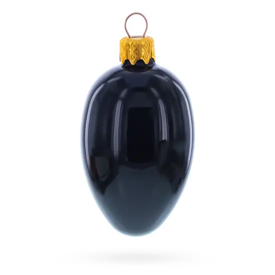 Set of 6 Black Mini Glass Egg Ornaments 2.9 Inches {3}