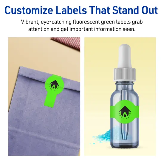 Avery Neon Green Paper Labels, 1.5" x 3.5" Wraparound {3}