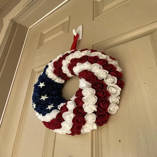13 inch Patriotic Red White Blue Wreath for Front Door Independence Day Memorial Day Forth of July {3}