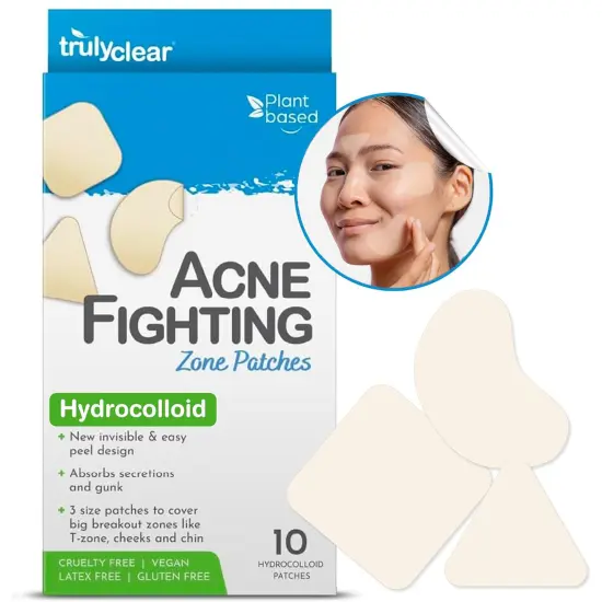 Truly Clear: Hydrocolloid Acne Fighting Zone Patches - 10ct - 3 Sizes, Zit & Blemish Covers, Face & Body, Vegan Skincare, Overnight Spot Treatment {3}