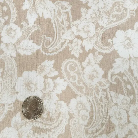 1 Yard Beige Rayon Crinkle Fabric For Dresses Blouses Skirts Lightweight Apparel 50/52" Width {3}