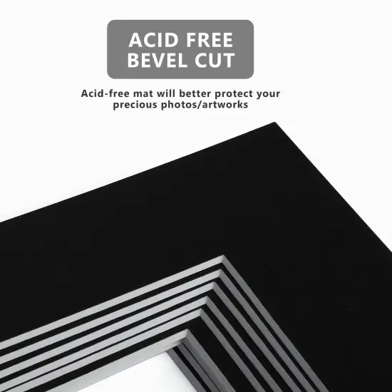 10 Pack Pre-Cut 11 x 14 Black Picture Mats for 8.5x11 Photos - White Core Bevel Cut Frame Matte, Acid Free, Ideal for Frames/Artwork/Prints {4}