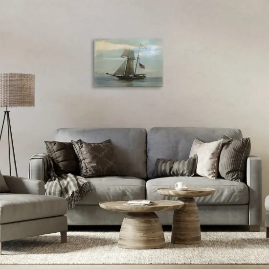 Stupell Industries Classic Ship with Flag Canvas Wall Art Design by Graffi*tee Studios {8}