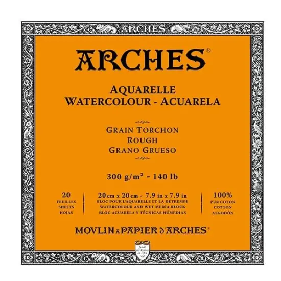 Arches Watercolor Block 7.9""x7.9"", 140lb Rough, 20 Sheets {1}