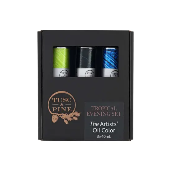 Tusc & Pine Artist Oil Paint - Tropical Evening, Set of 3 40 ml, Non-Yellowing, Rich & Creamy Consistency, Maximum Pigment Load, Small Batch Milled Oil Paints Made in the USA for Professional Artists {1}
