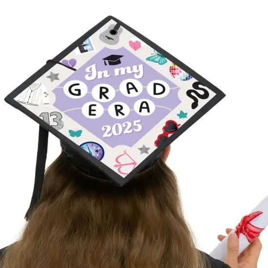 Big Dot of Happiness In My Grad Era - Graduation Cap Decorations Kit - Grad Cap Cover {5}