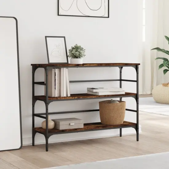 vidaXL Console Table Smoked Oak 39.4"x12.6"x29.5" Engineered Wood {3}