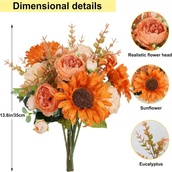 Artificial Fall Sunflowers - 14inch {2}