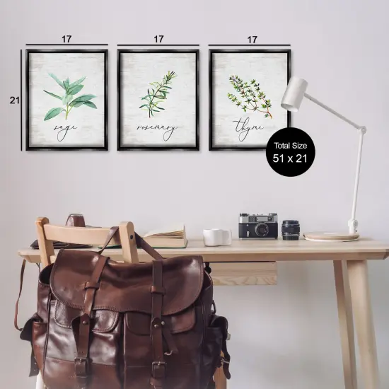 Stupell Industries Charming Summer Kitchen Herbs 3pc Floater Framed Canvas Wall Art Set Design by Lettered and Lined {3}