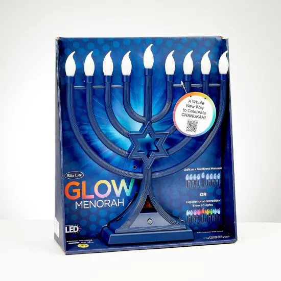 Rite Lite LED Glow Color Changing Hanukkah Menorah - 13" - Navy Blue {4}