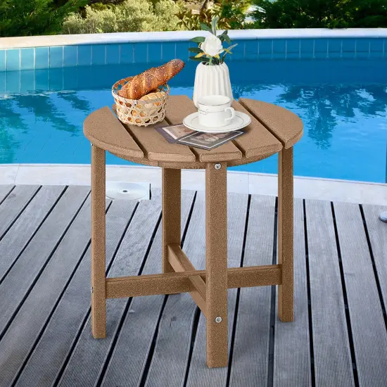 Costway 18'' PatioRound Adirondack Side Table Weather Resistant HDPE Garden {2}