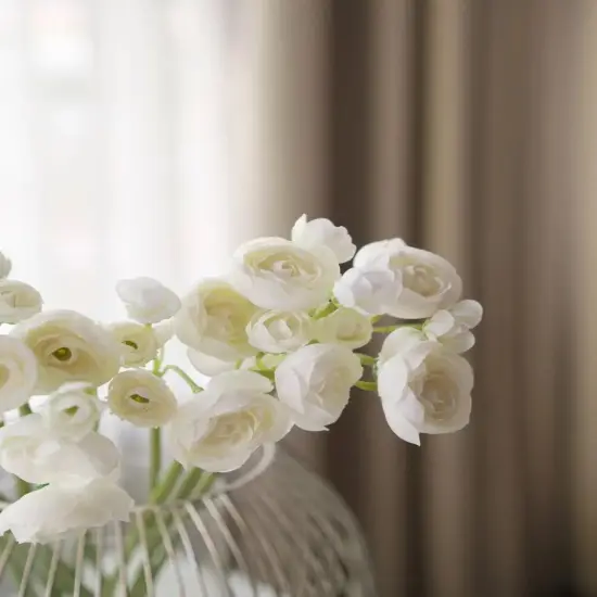 12pcs Ranunculus Artificial Flowers Faux Silk Mini Ranunculus Fake Rose Flowers Wedding Filler Flowers DIY Pink Bouquets, Centerpieces, Bridal Shower Decorations Arrangements {2}